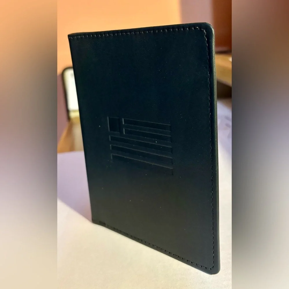 Passport Holder/Travel Wallet, Full Grain Leather, Black.  NIB